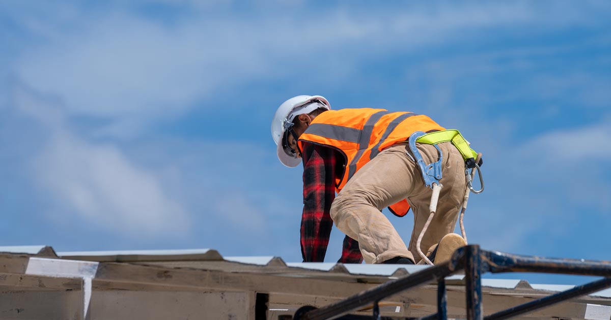 Roofer on a job site